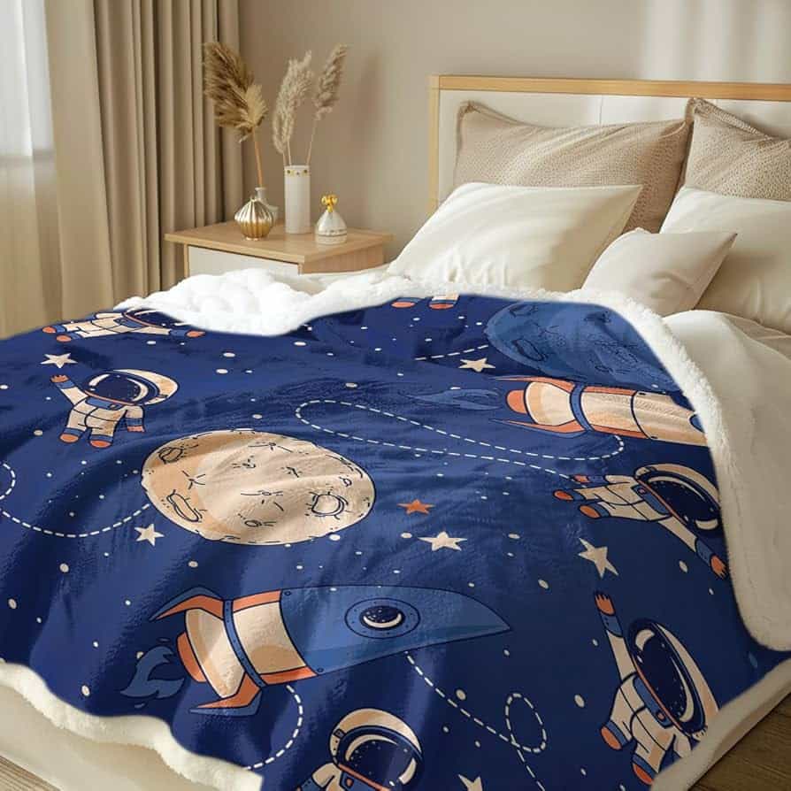 airplane and space themed blanket