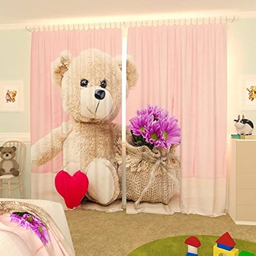 a large bear themed curtain for bedroom