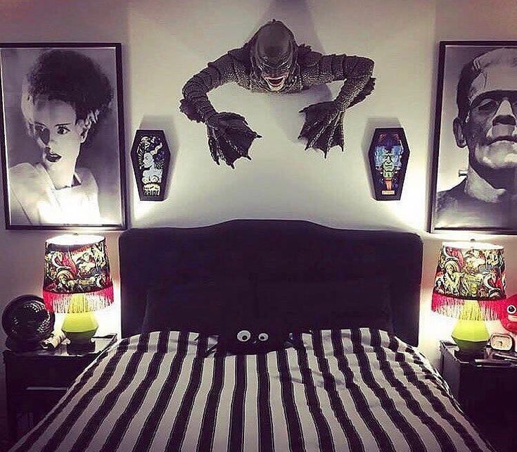 zombies and posters in bedroom