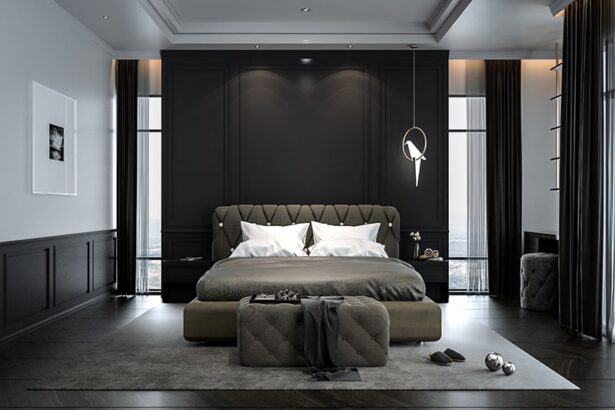 An image of a black themed bedroom