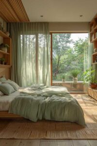 an image of a large window aesthetic bedroom