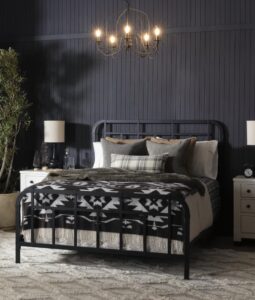 an image of metallic themed black bedroom