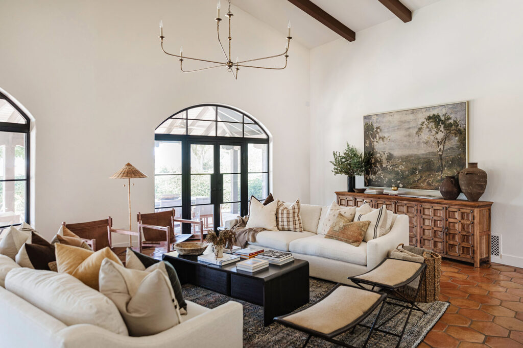 A Spanish Colonial Living Room with Saltillo Tiles