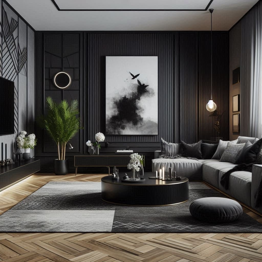 Charcoal Couch Living Room Ideas: Incorporate Black Accents