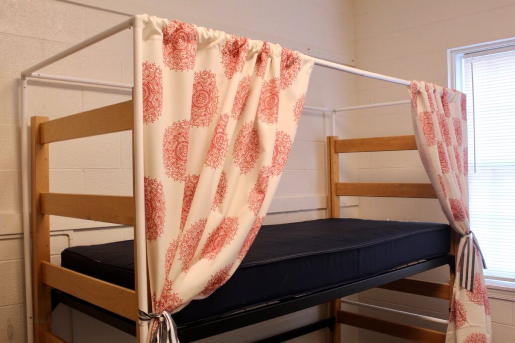 Using bed canopy to have privacy in a dorm