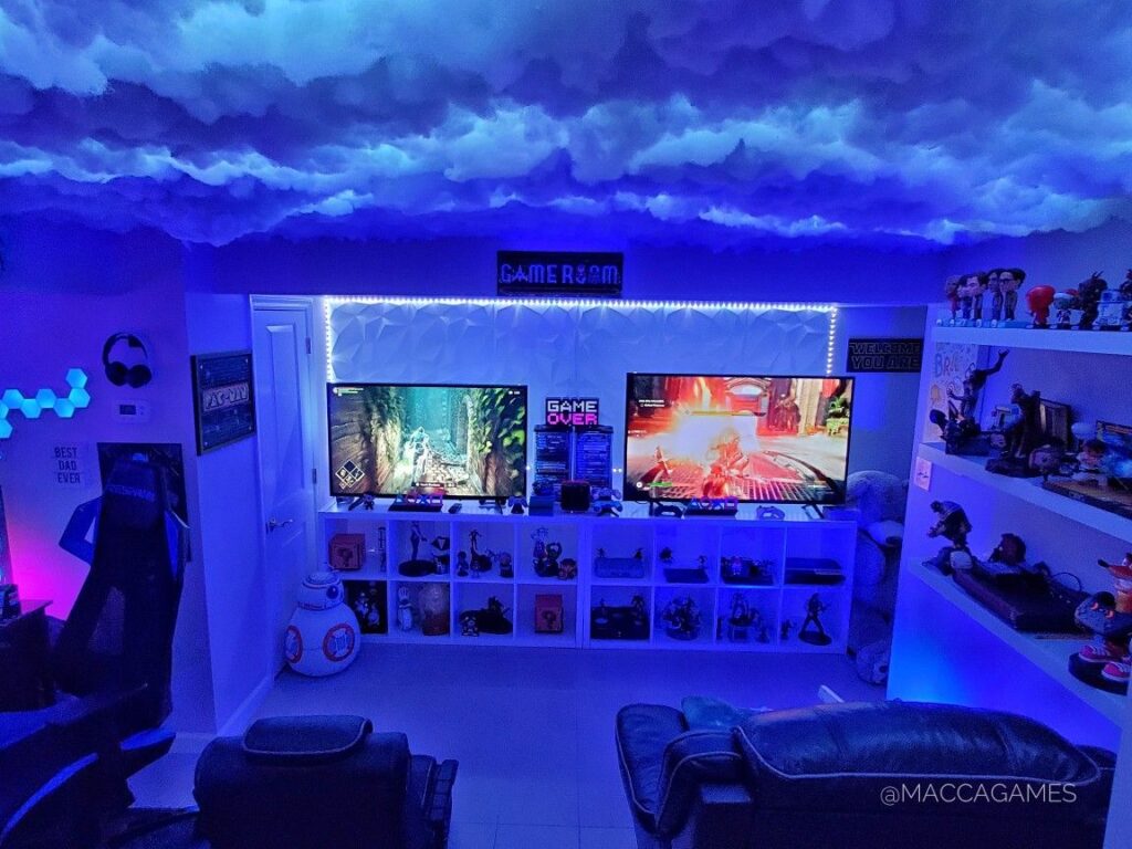 cobalt blue wall paint idea for gaming room