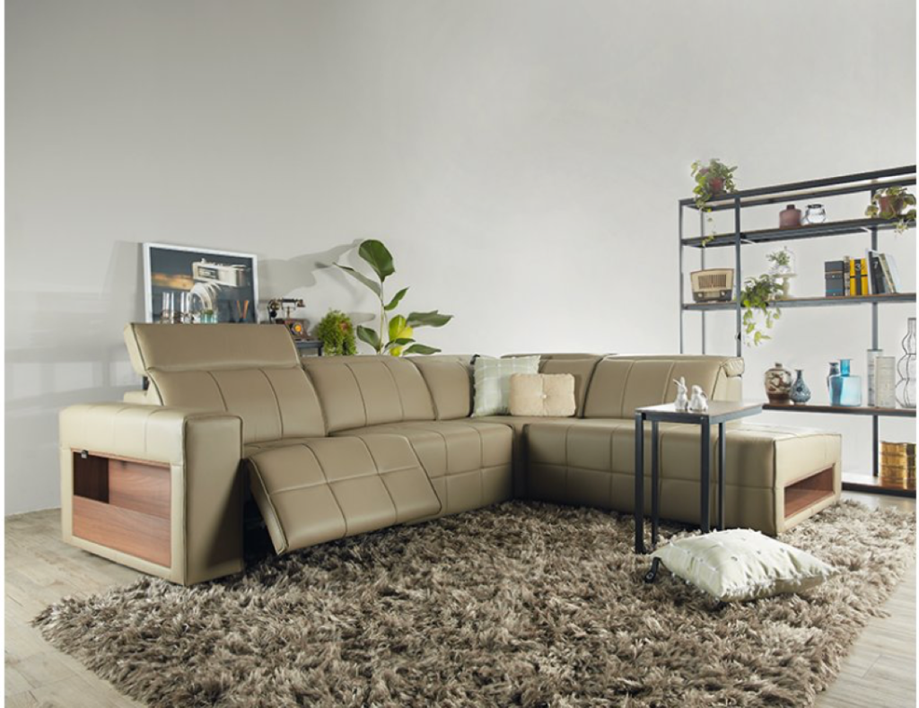 A living room with family-friendly recliner sofa 