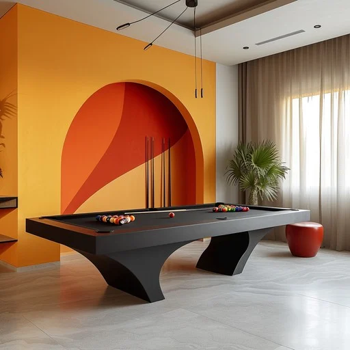 A Billiards Room with bold geometric patterns 