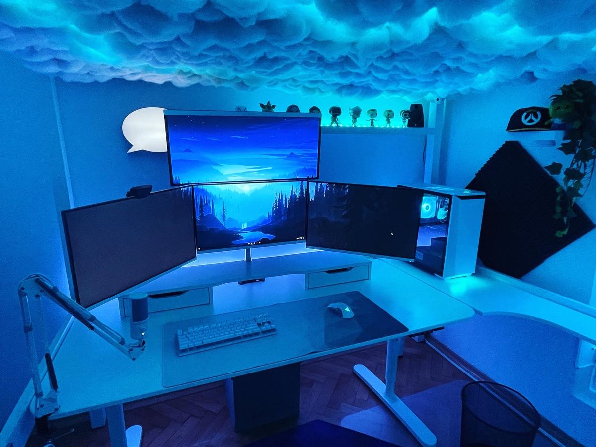 ice blue wall paint idea for gaming room