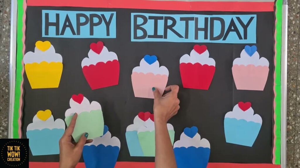 A birthday room with message board 