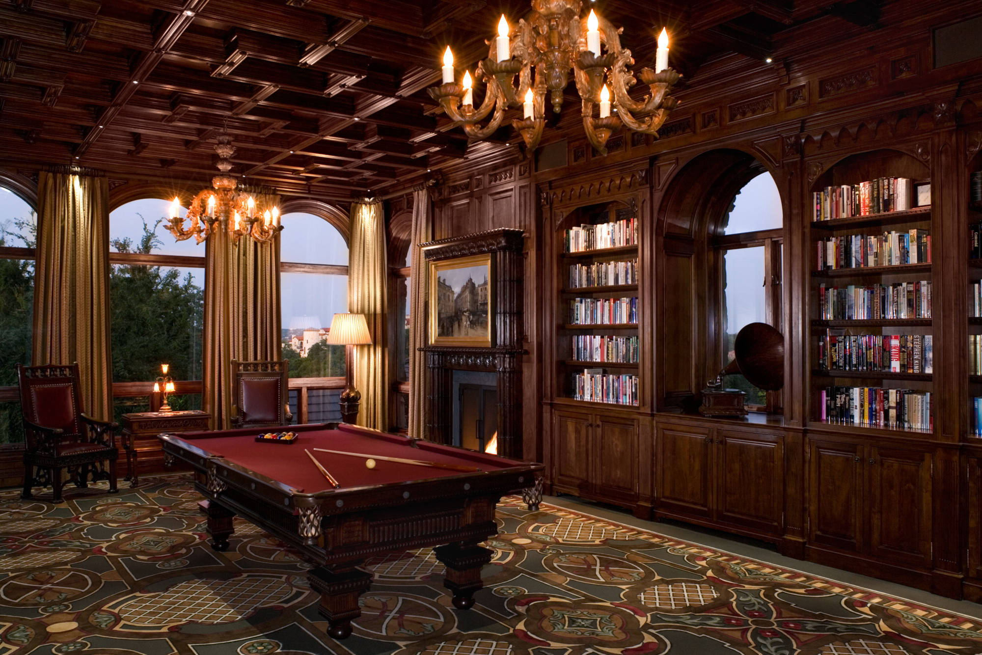 A billiards room with modern furnitures 