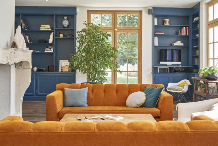orange couch living room ideas