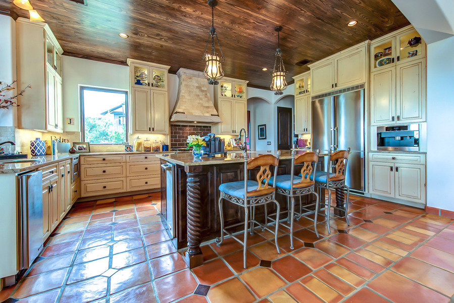 A kitchen with Saltillo Tile