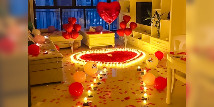 A hotel room with battery operated candles for a warm glow 