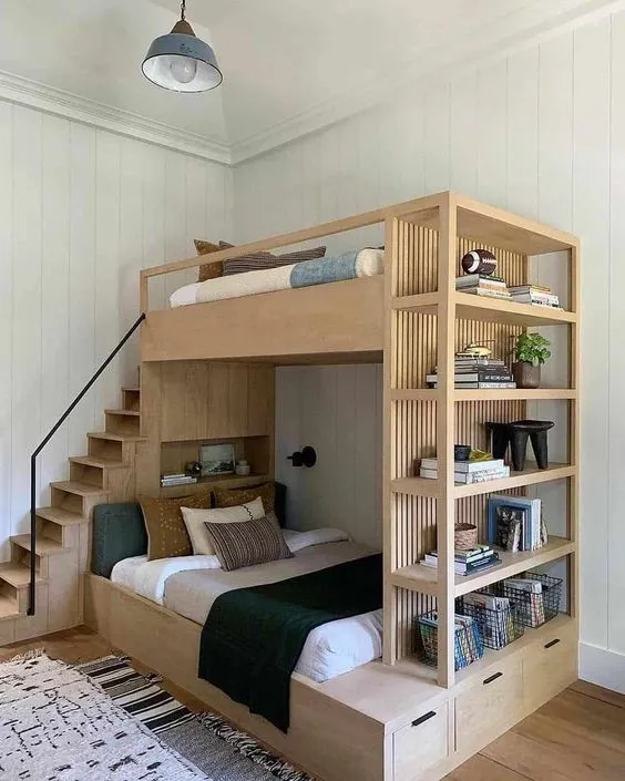 shared bunk bedroom idea for girls and boys