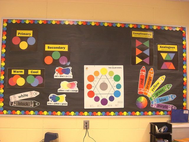 A bulletin board with color wheel