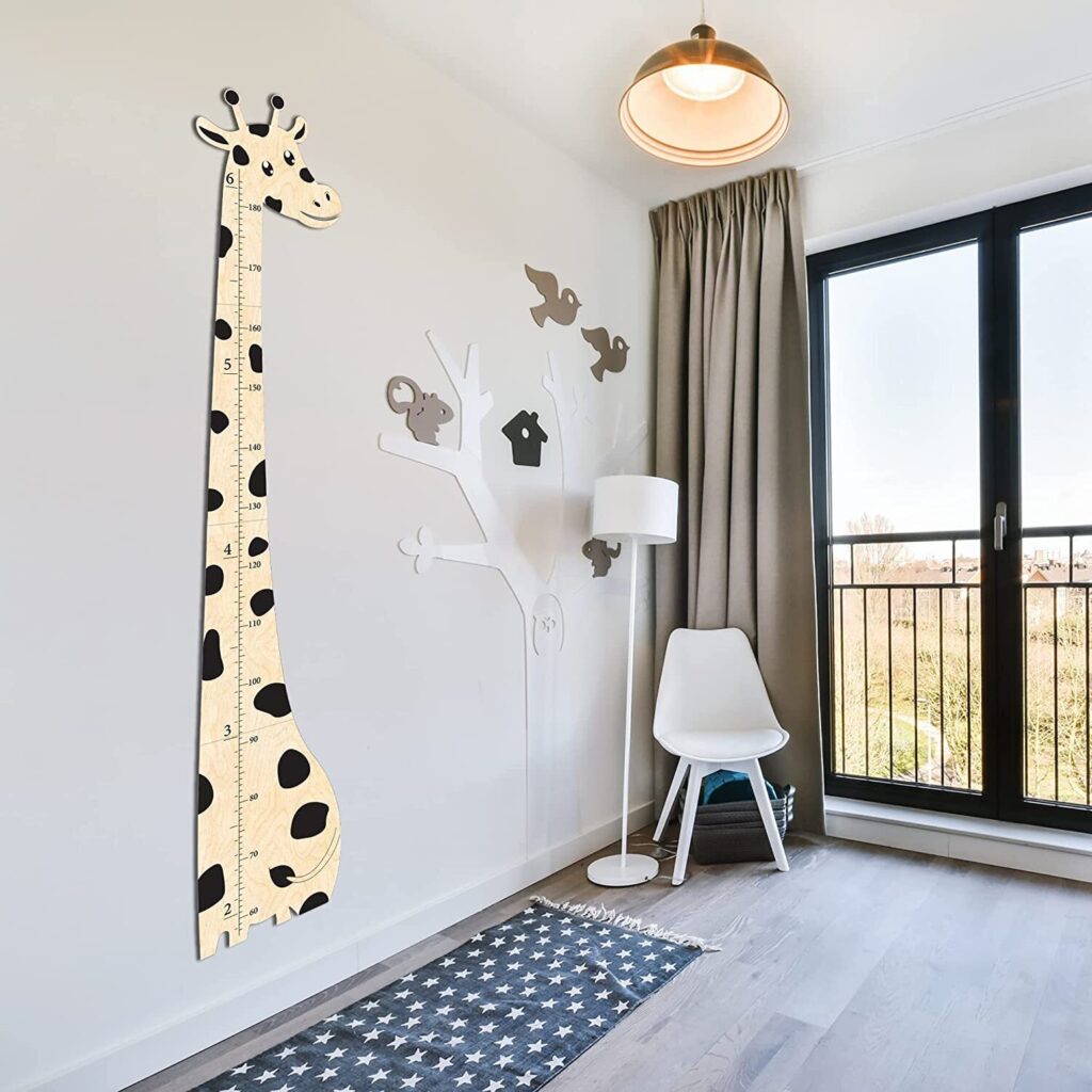 A shared living room with personalized growth chart 