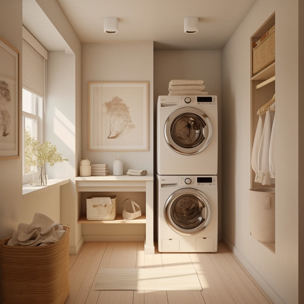 An outdoor space for laundry with natural light 