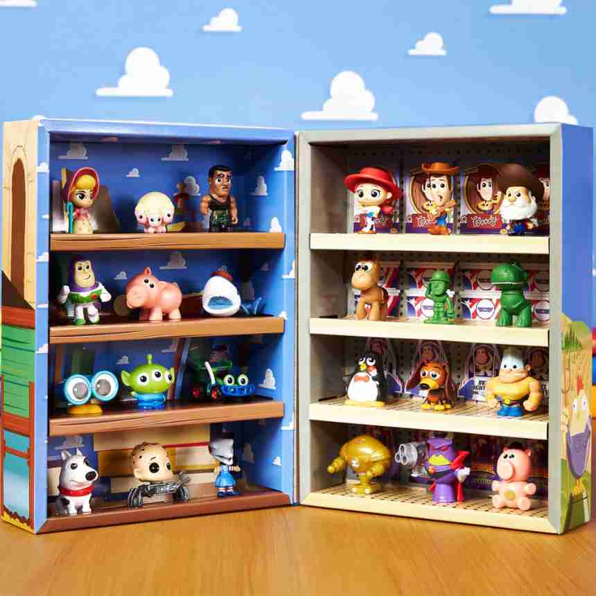 Miniature toy story character cabinet
