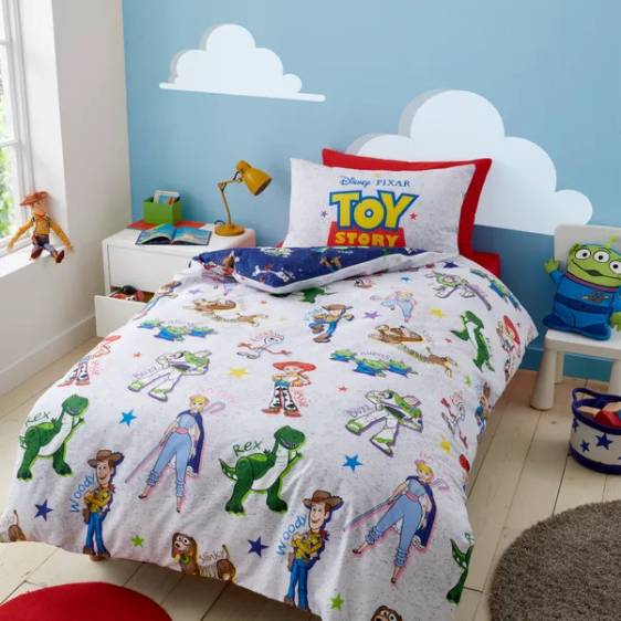White color duvet set with character on it