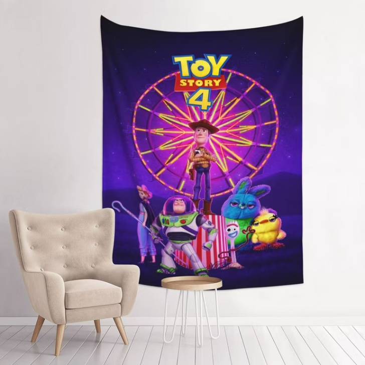 Toy story 4 movie post tapestry in purple and blue color