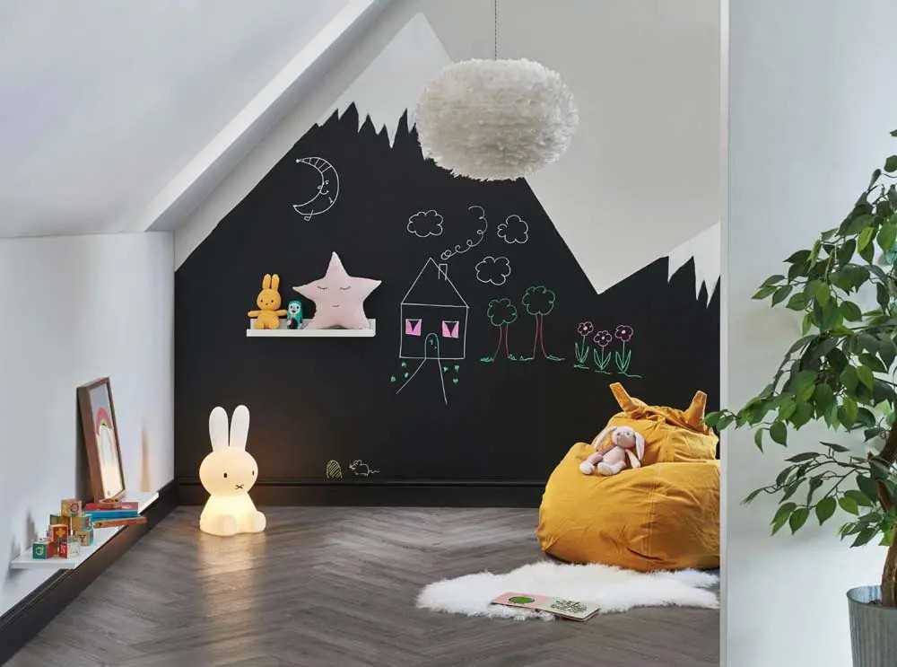 A mountain shape balck chalkboard wallpaper