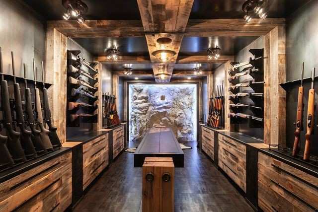 Ambient lights and wooden frames for the man cave gun room