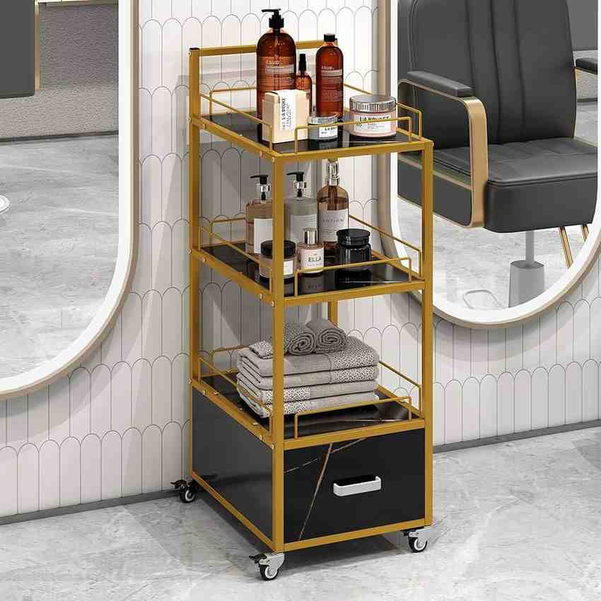 Golden and black storage trolley