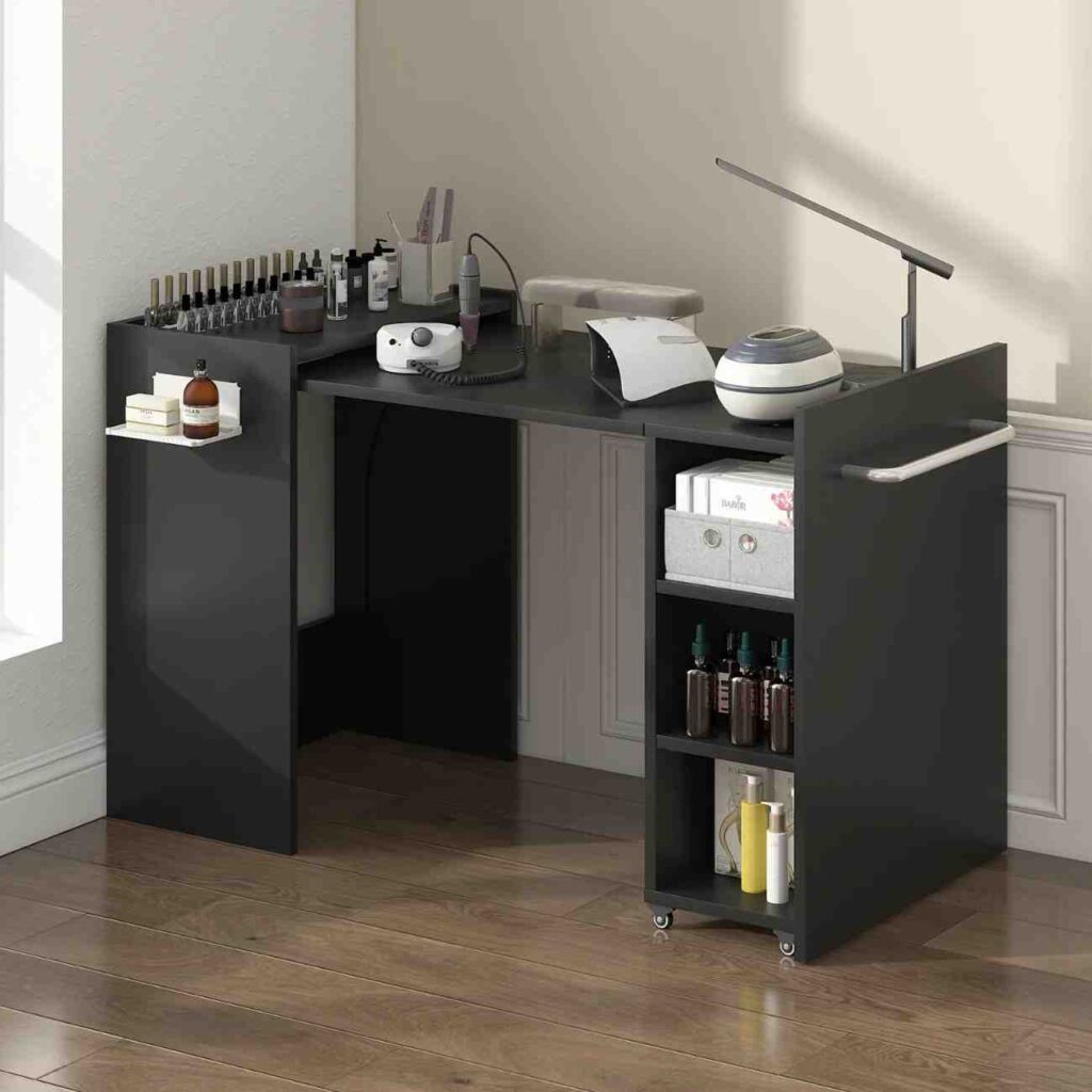 Black foldable desk for nail room