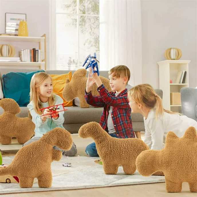 Light brown fur stuff toys and kids playing with them