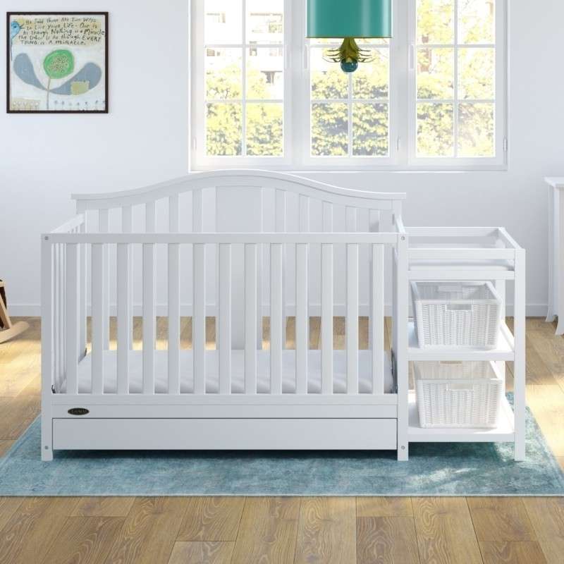 Convertible crib and changer with storage