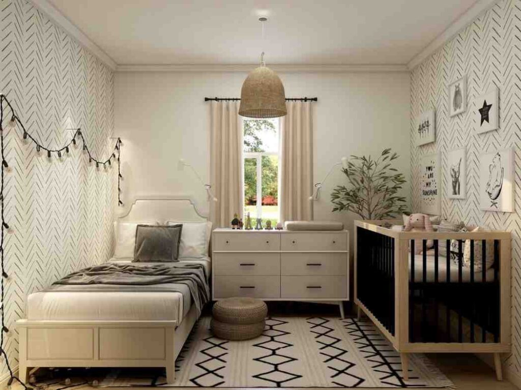 Crib and toddler sized bed in same room