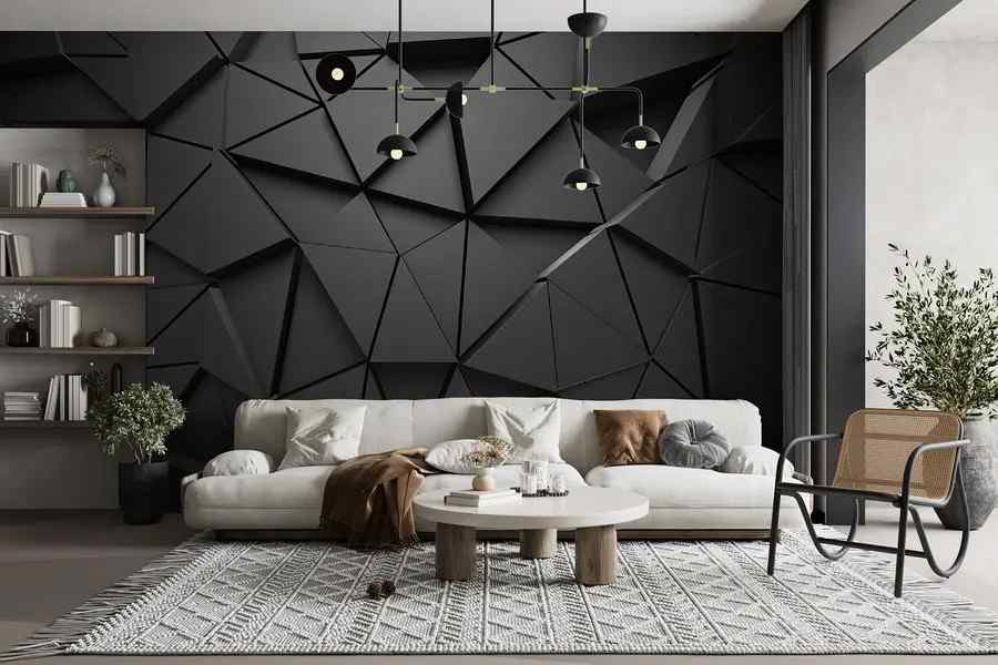 Dark grey wall Triangle shapes in it