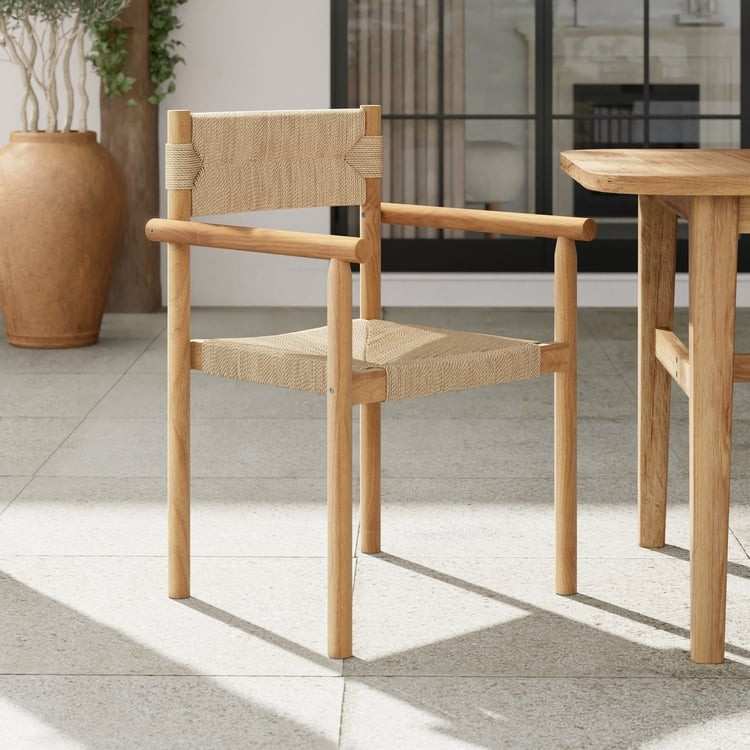Chair wooden frame and seat made out of jute for the dining chair