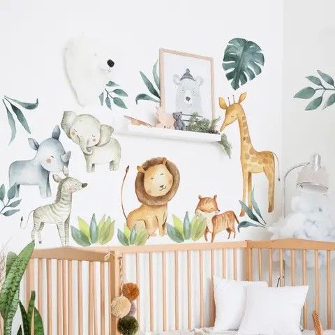Animal jungle theme wall decal for toddler room