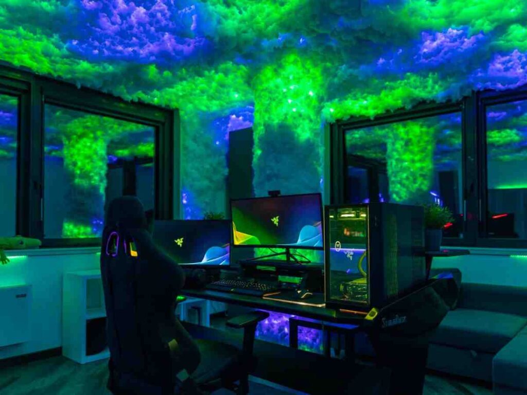 RGB lights on ceiling for the gaming room
