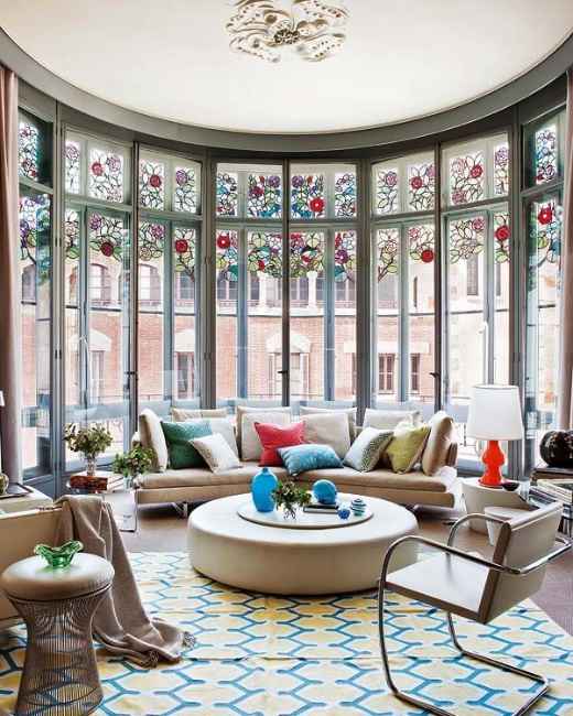 Stained glass picture windows for living room