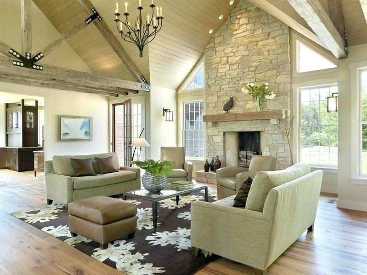 Cream color stone wall with built -in fireplace