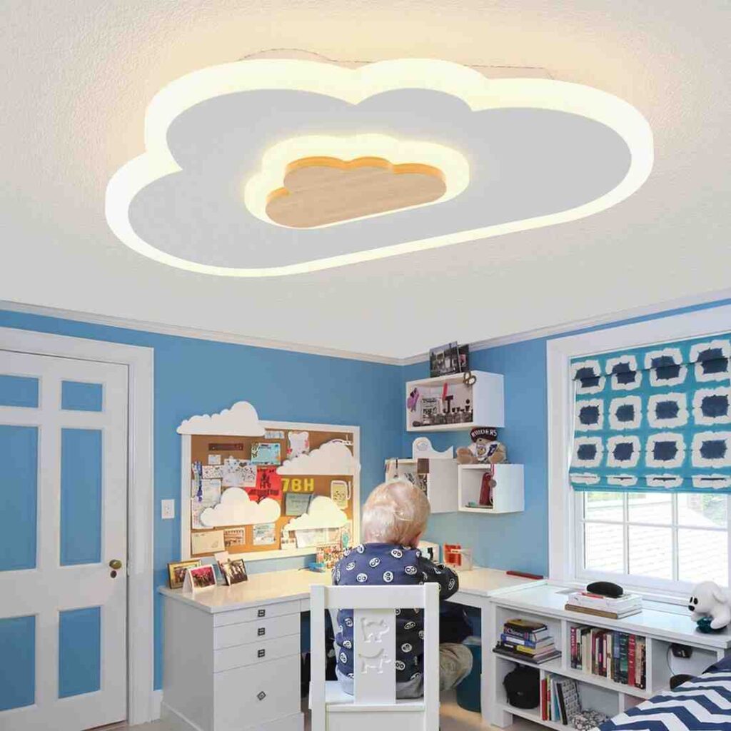 Two toned cloud shaped ceiling light fixture for room