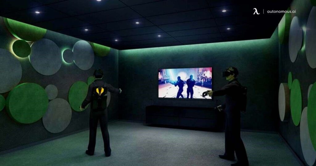 Black, green and white VR room
