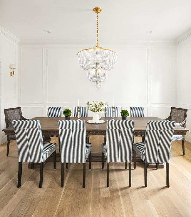 Black and white stripped design on dining chair fabric