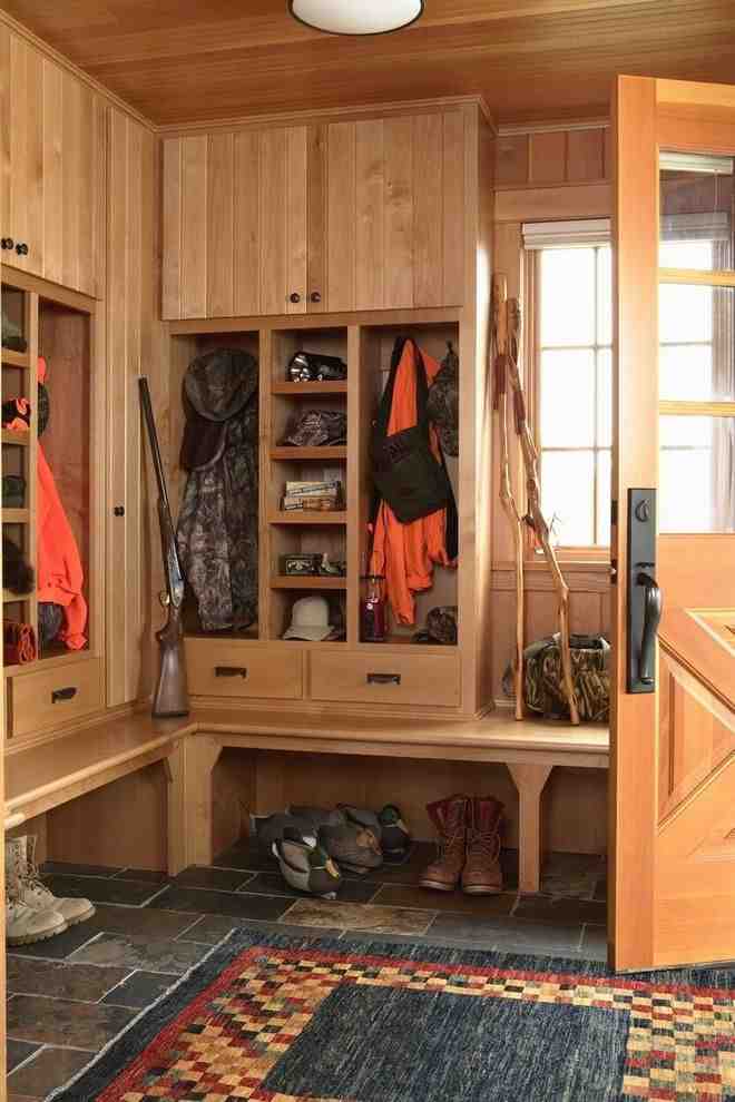 Wooden built-in to store gears and clothes related to hunting