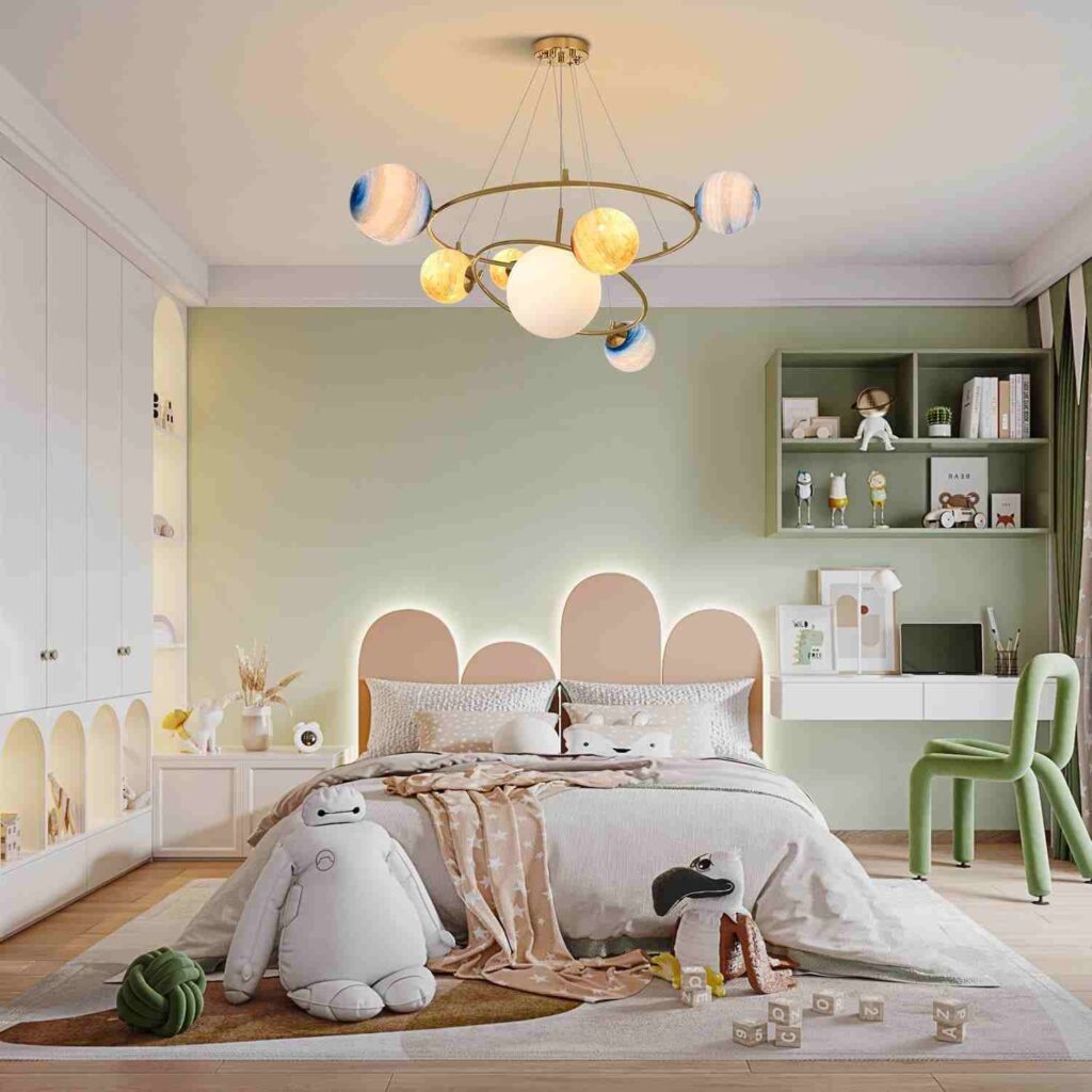 A metal round shape universe theme ceiling light pendant