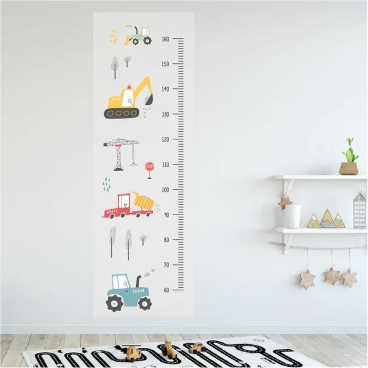 White paste on growth chart with different prints on it 