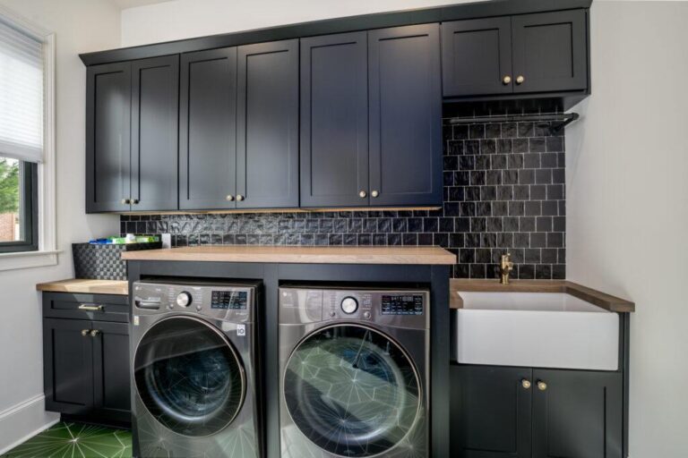 Black laundry room ideas featured image
