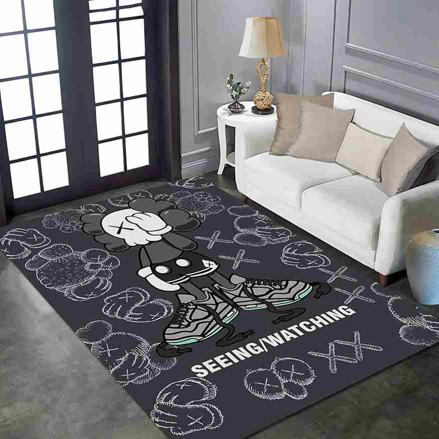 Monochrome Hypebeast rug and white and black and white door frame