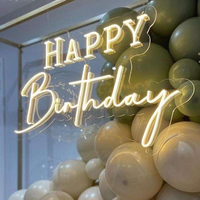 Golden color happy birthday neon sign for birthday party
