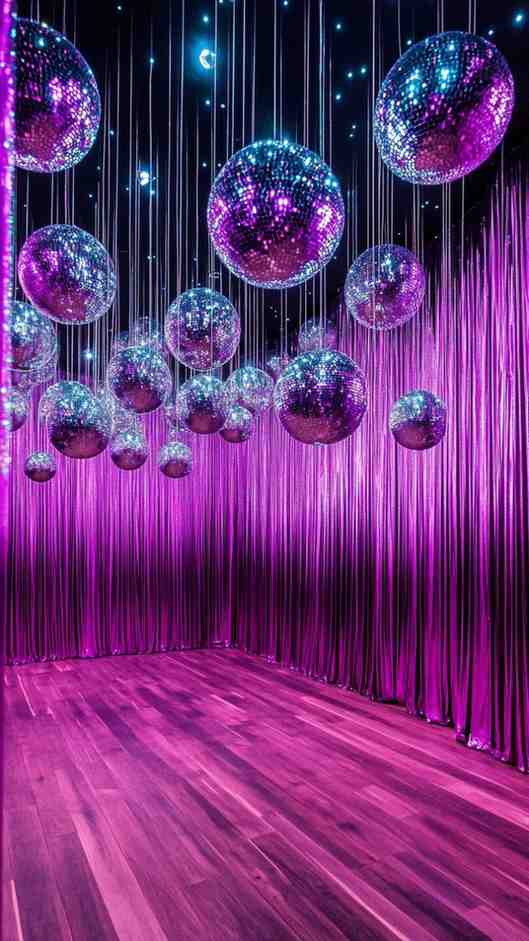 Purple color disco ball lights for the birthday theme party