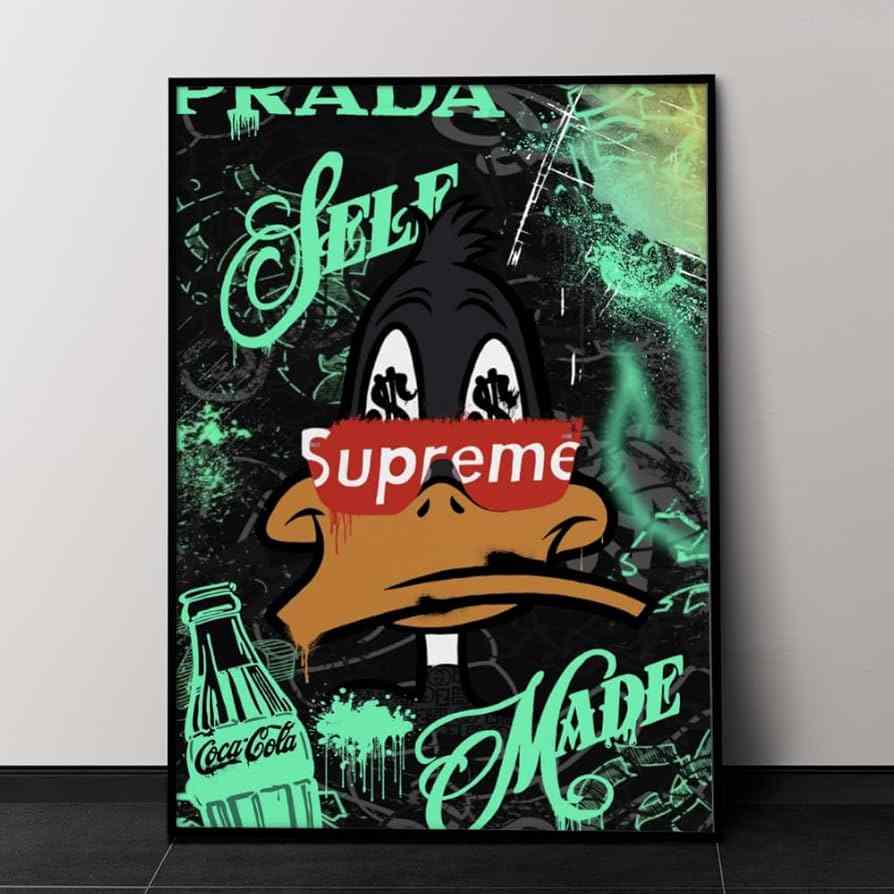 Supreme neon green color street wall graffiti art painting