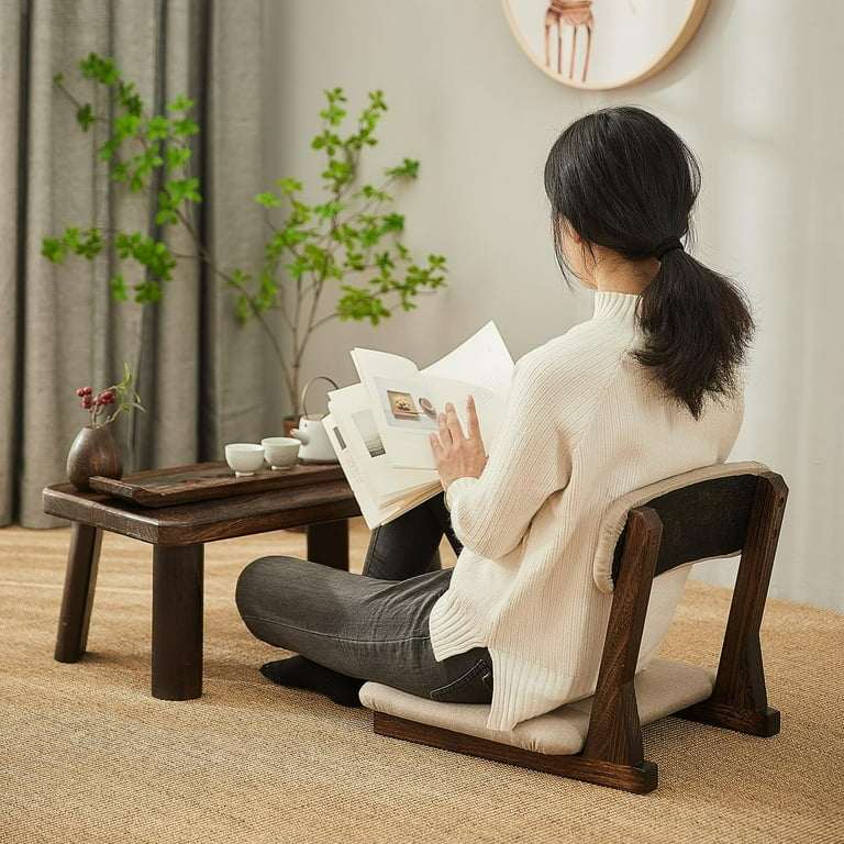 Wooden foldable chair for meditation in yoga room